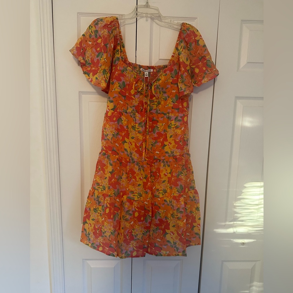 🌺 Flutter sleeves floral trimmer mini dress